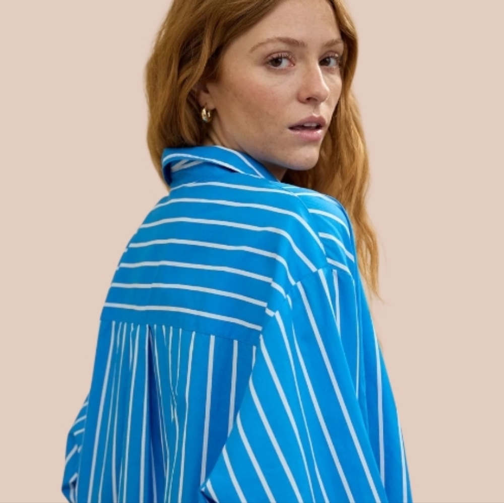 Aerie Good Day Button Down Shirt - Ocean Aqua - Picture 4 of 6